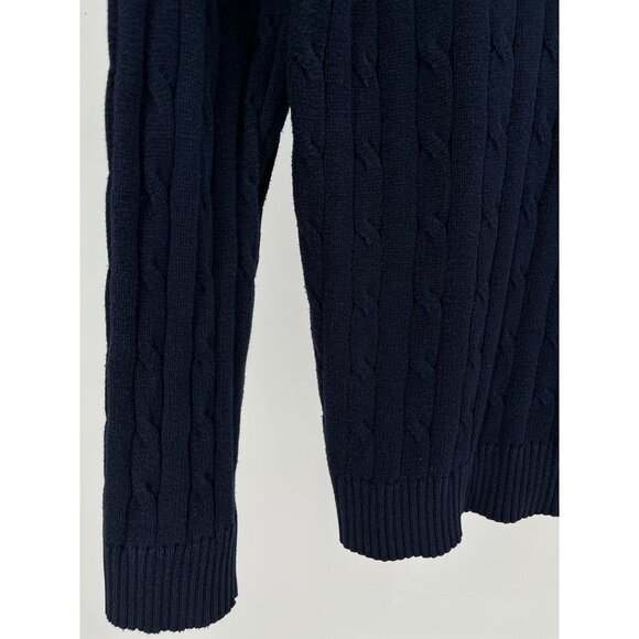 Abercrombie & Fitch V Neck Cable Knit Sweater Navy Blue Size Medium - Picture 5 of 11